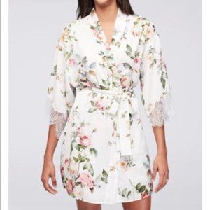 White lace and floral bridal robe